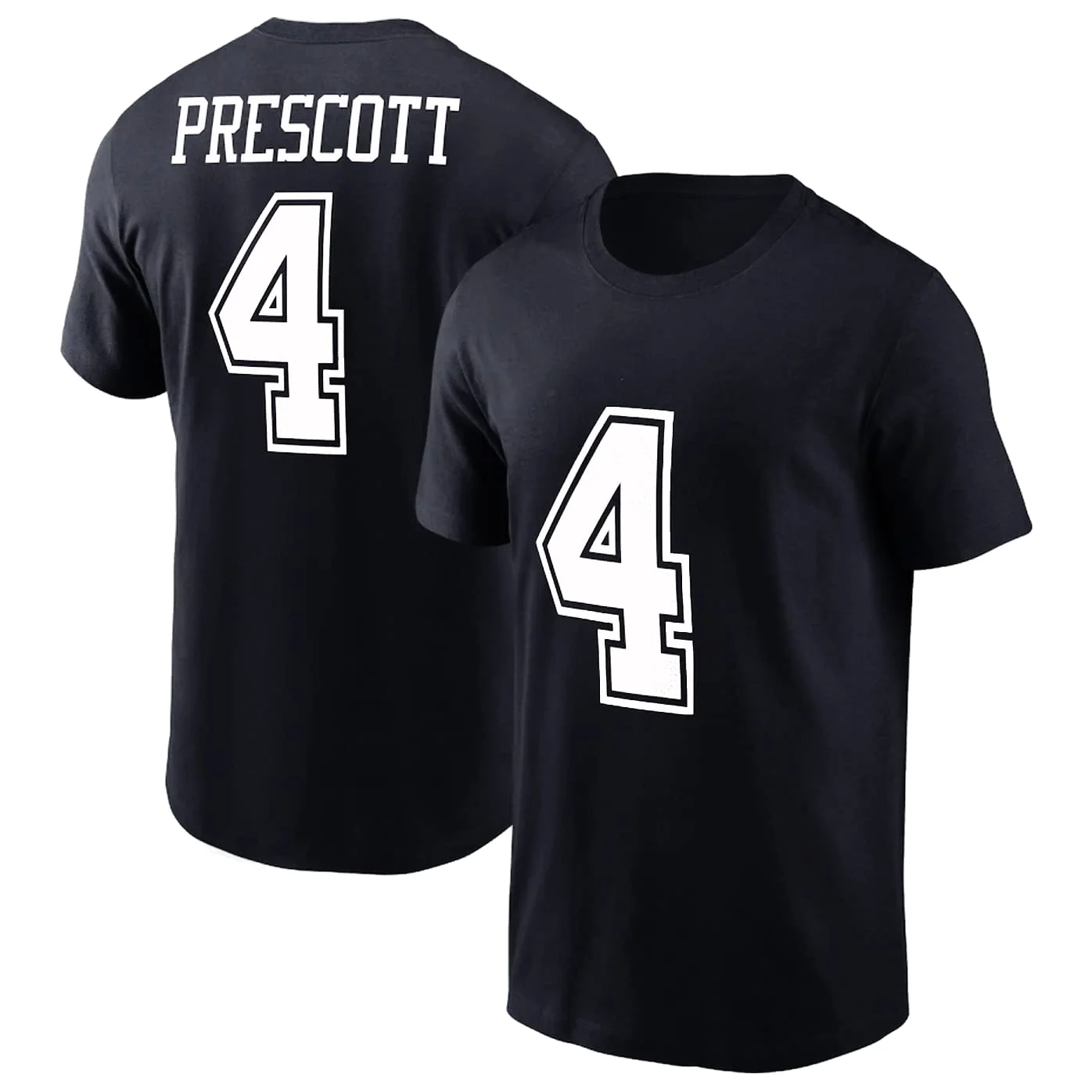 Dak Prescott #4 Dallas Football T-Shirt Cotton Jersey Texas Large Black
